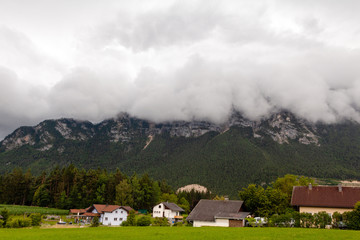 small village on the background of the Alps, Austria