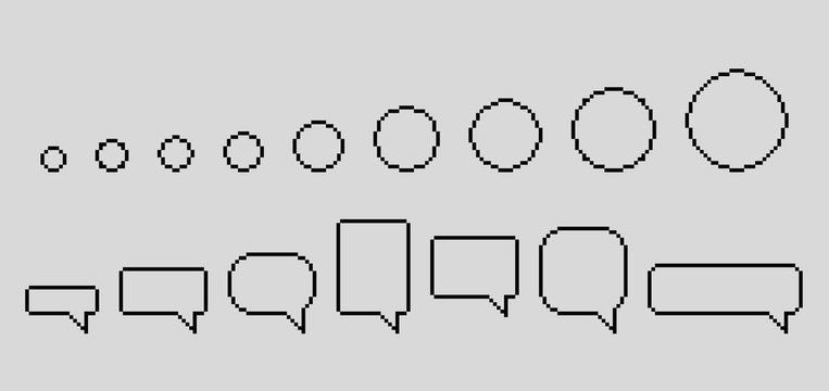 Set of pixel speech bubbles