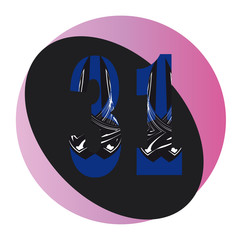 Patterned black and dark blue white number 31 Logo Design template 