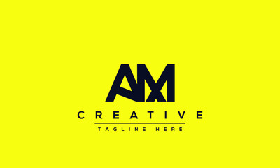 Obraz premium AM Letter Logo Design. Creative Modern A M Letters icon vector Illustration.