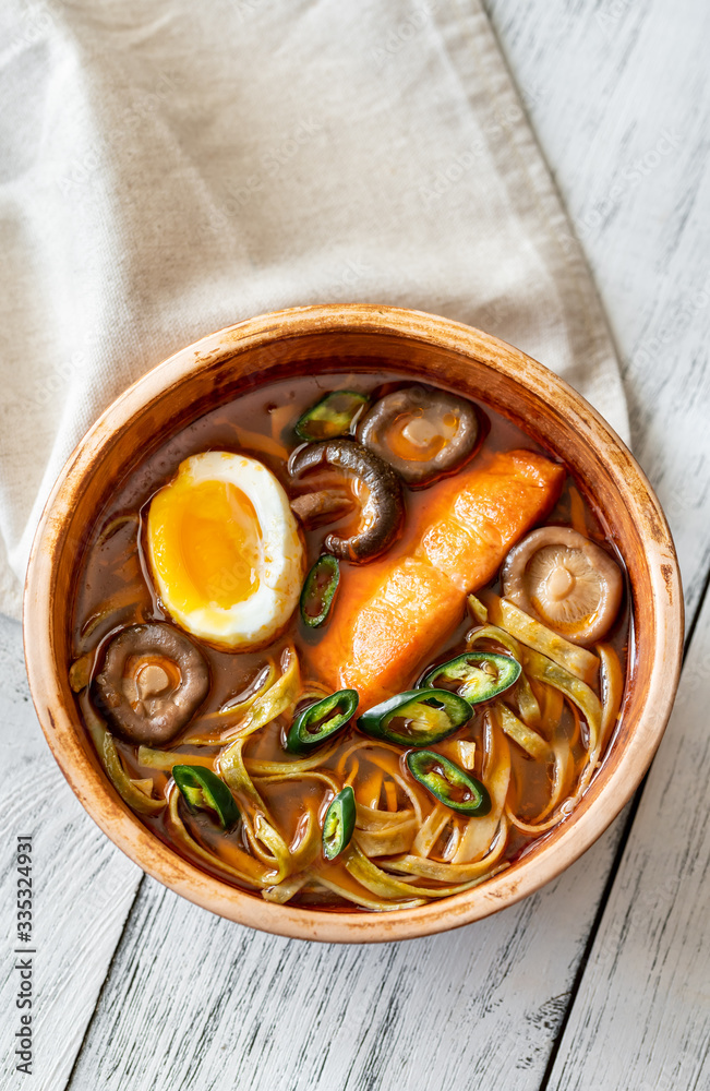 Poster bowl of ramen with salmon