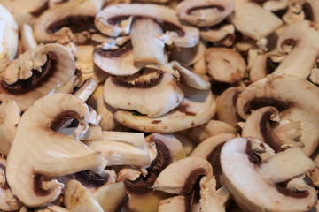 close up of sliced ​​mushrooms