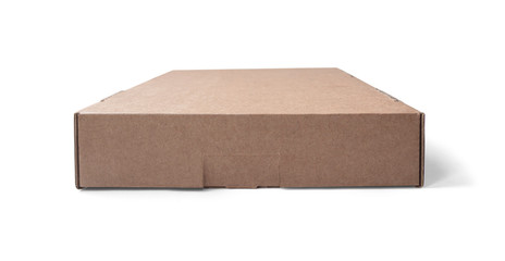Cardboard box on a white background with a light shadow. Mockup for your product display.