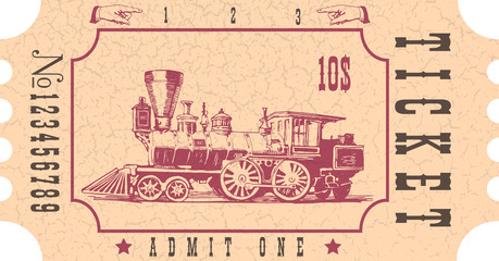 
vector image of old vintage american western rail train ticket