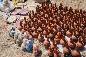 Clay jugs on the Local Food Market in Keren, Eritrea