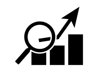 success graph and magnifying glass icon