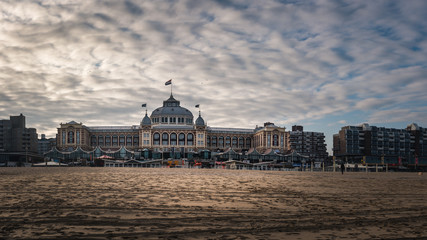 Obraz premium At the beach Scheveningen The Hague. Kurhaus in the Background. The Netherlands