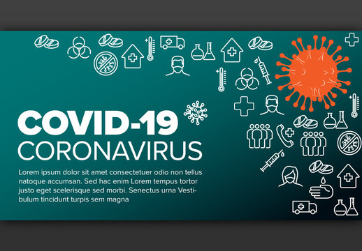 Banner Layout with Coronavirus Information and Icons