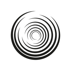 Geometric element of concentric circles. Black color on a white background. Radial, radiant pie chart. Flat style. Vector