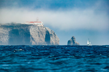 cape saint vincent with light house in Portugal on the south west corner of the iberian peninsula