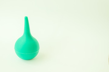 rubber medical enema equipment used to clean the lower part of the colon by spraying water through...