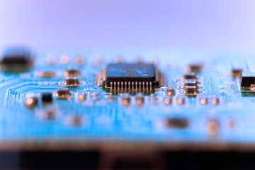 components on green printed circuit board