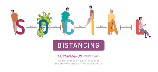 Social distancing, keep distance in public society people to protect from COVID-19.