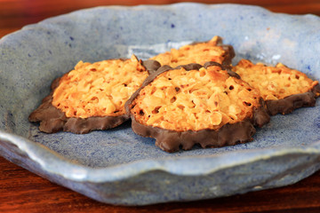 Closeup of Florentiner Bisquits on a background
