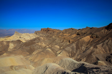 California / USA - August 22, 2015: The landscape and rock formations around Zabriskie point near Death Valley National Park, California, USA