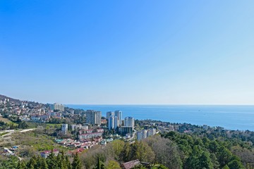 Obraz premium top view of the panorama of the southern city