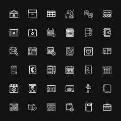 Editable 36 organizer icons for web and mobile