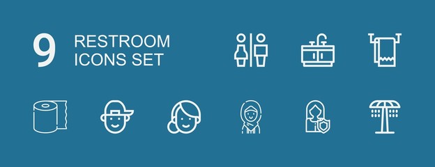 Editable 9 restroom icons for web and mobile