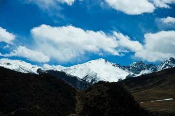 snow mountains and clouds in Tibet China 