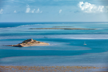 Tropical Landscape on the remote island of Rodrigue in the Indian Ocean, part of the Republik of Mauritius