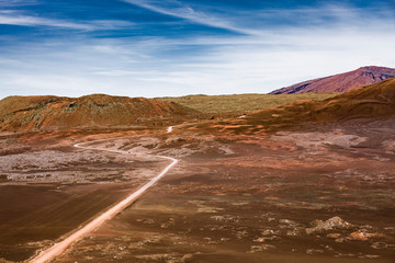 Piton de la Fournaise, very active volcano on the French Island La Reunion in the Indian Ocean, Landscape photography
