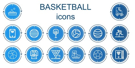 Editable 14 basketball icons for web and mobile