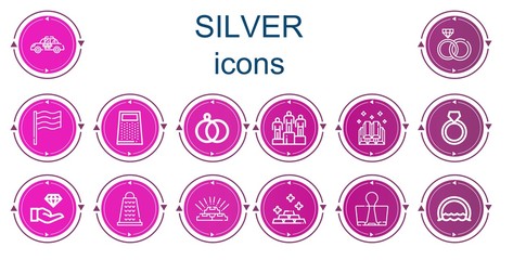 Editable 14 silver icons for web and mobile