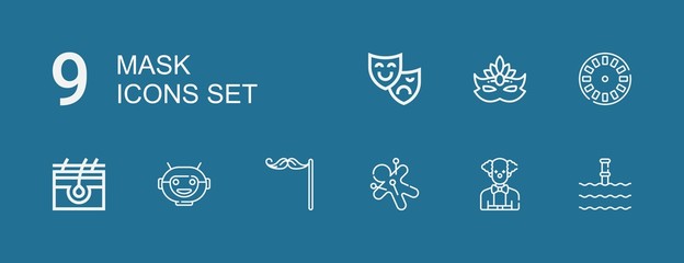 Editable 9 mask icons for web and mobile