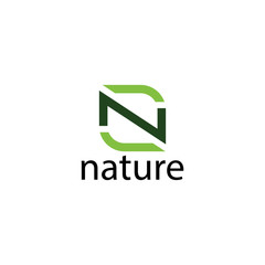 N nature logo concept template.