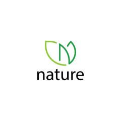 N nature logo concept template.