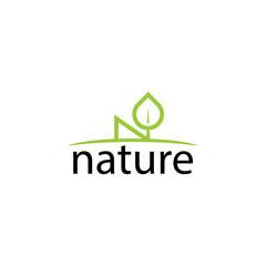 N nature logo concept template.