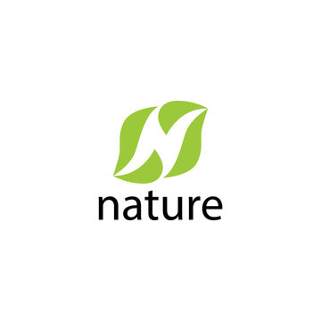N nature logo concept template.