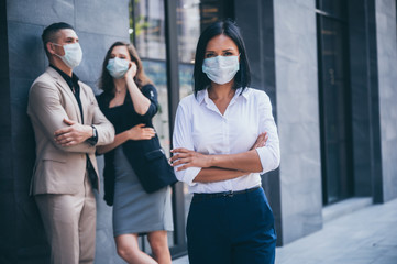 business worker with mask, COVID-19 protection concept