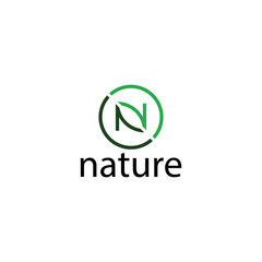 N nature logo concept template.