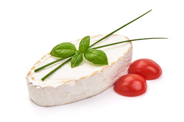 Camembert cheese. Fresh Brie cheese, isolated on white background
