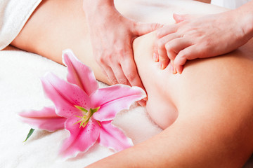 Massage and body care. Spa body massage woman hands treatment.