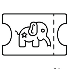 Baby Elephant Show Ticket Concept, circus and amusement park things on white bakcground, Coupon voucher Vector Icon design