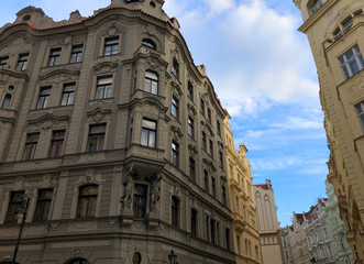 Art nouveau building facades in Europe
