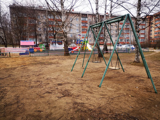 Playground sealed. The sports complex is quarantined. Coronavirus or Covid19.