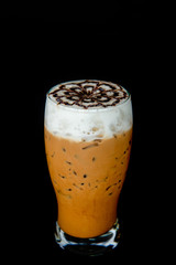 capuchino and foam art on black