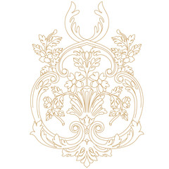 Golden vintage baroque ornament, corner. Retro pattern antique style acanthus. Decorative design element filigree calligraphy vector. - stock vector	