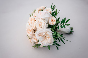 Wedding bridal bouquet with white roses