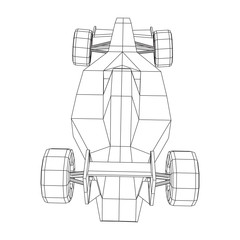 Fast motor sport racing car speed concept. Wireframe low poly mesh vector illustration.