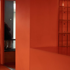 left-luggage office and wardrobe orange color