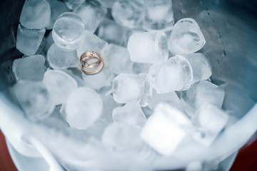 Wedding rings on ice
