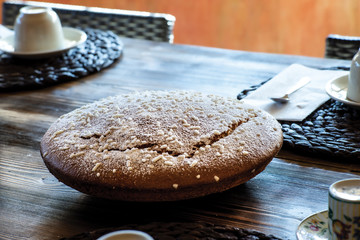 Dolce fatto in casa, pan di Spagna, colazione sana e deliziosa