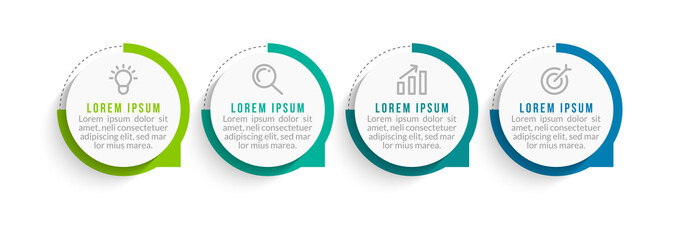 Minimal Business Infographics template. Timeline with 4 steps, options and marketing icons .Vector linear infographic with four conected elements. Can be use for presentation.