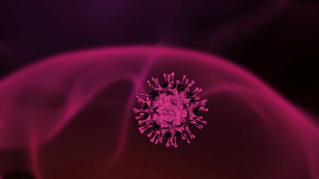 Rabid coronavirus cell in 3D. The deadly atypical infectious viral Covid-19 causes flu and pneumonia epidemics.