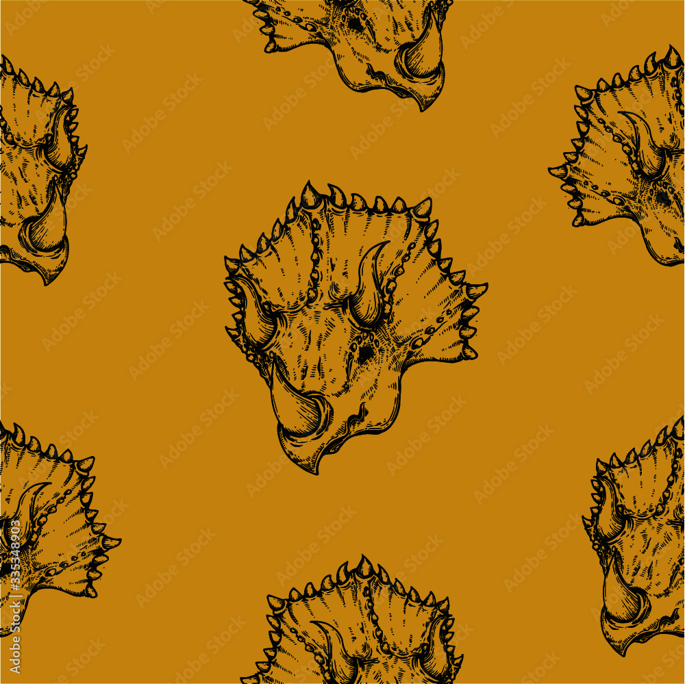 Wall mural vector illustration of a dinosaur head pattern 