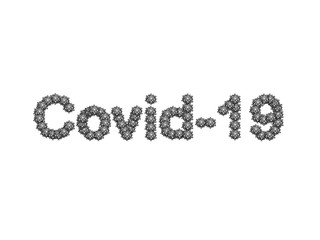 Coronavirus bacterial cell, the inscription. Image of coronovirus on a white background. Concept: Covid-19 prevention, epidemic.